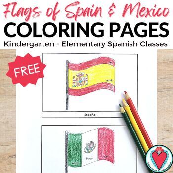 Preview of Spanish Speaking Countries Flags Activity Color the Flags of Spain, Mexico FREE