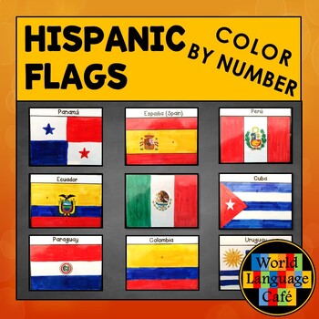 Preview of SPANISH SPEAKING COUNTRIES FLAGS Color by Number Hispanic Flag Coloring Activity
