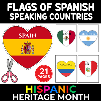 Preview of Spanish Speaking Countries Flags : National Hispanic Heritage Month Decorations