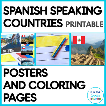 Preview of Spanish Speaking Countries - Países Hispanos -Flags, Posters  and Coloring Pages