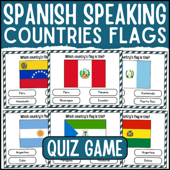 Preview of Spanish Speaking Countries Flags Quiz Game | Hispanic Heritage Month Activities