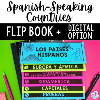 Preview of Spanish Speaking Countries and Capitals Flip Book Maps Practice Quizzes