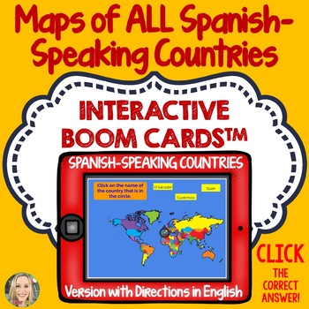 Preview of Spanish Speaking Countries, Geography Boom Cards, Click and Play, Maps