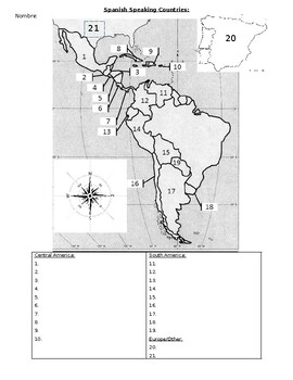 Preview of Spanish Speaking Countries Geography Study Guide