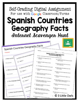 Preview of Spanish Speaking Countries Internet Scavenger Hunt - for use with Google Forms