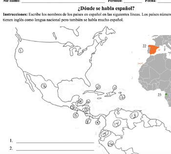 Preview of Spanish Speaking Countries Map