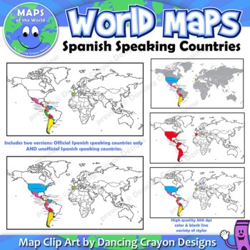 Preview of Spanish Speaking Countries | Maps of the World Clip Art