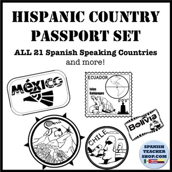 Preview of Spanish Speaking Countries Passport Stamp Set Clipart