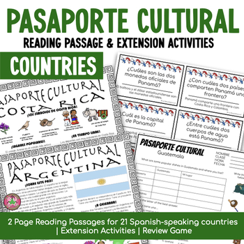 Preview of Spanish Speaking Countries Reading Comprehension Activities Latin America