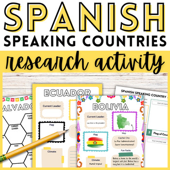Preview of Spanish Speaking Countries Research Activity Hispanic Heritage Month Project