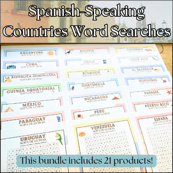 Preview of Spanish Speaking Countries Sopas de Letras Word Searches in Spanish Bundle