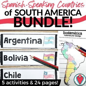 Preview of Spanish Speaking Countries South America Color Maps Flags Activities Worksheets