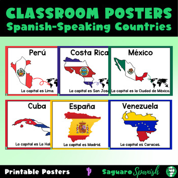 Preview of Spanish-Speaking Countries | Spanish Classroom Posters | 2 sets