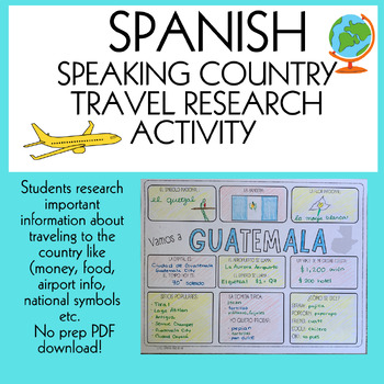 Preview of Spanish Speaking Countries Travel Research Activity