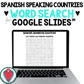 Preview of Spanish Speaking Countries Word Search Digital Activity Hispanic Heritage Month