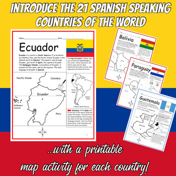 Preview of Spanish Speaking Countries Printable Worksheets BUNDLE