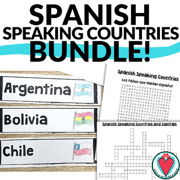 Preview of Spanish Speaking Countries, Capitals, Flags Activities - Worksheets, Word Wall