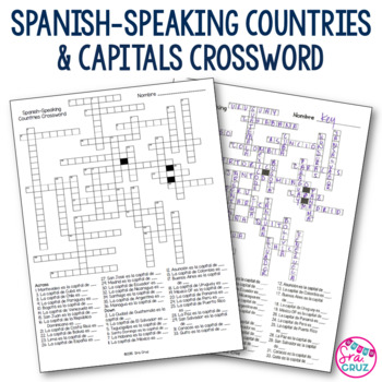 Spanish Speaking Countries and Capitals Crossword by Sra Cruz TPT