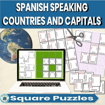 Spanish-Speaking Countries and Capitals Map and Game Cards