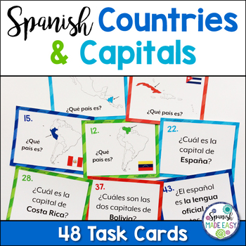 Preview of Free Spanish-Speaking Countries and Capitals Task Cards