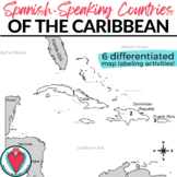 Spanish Speaking Countries of the Caribbean Map Labeling +