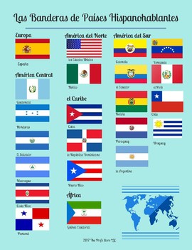 Spanish-Speaking Country Flags Infographics by The Profe Store LLC