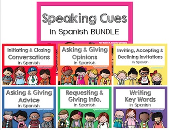 Preview of Spanish Speaking Cues for class conversations BUNDLE