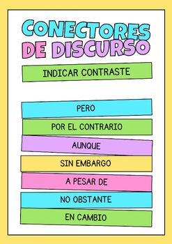 Preview of Spanish Speaking Poster: Conectores de contraste. Printable