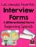 Spanish Interview Forms - Las Comidas Favoritas - Differentiated