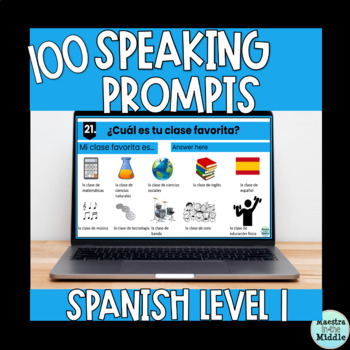 Preview of Spanish Speaking Prompts 100 Slides for Level 1 Spanish