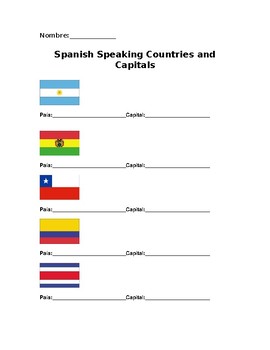 Spanish Speaking countries/capitals/flags by Cinco DeMaios | TPT
