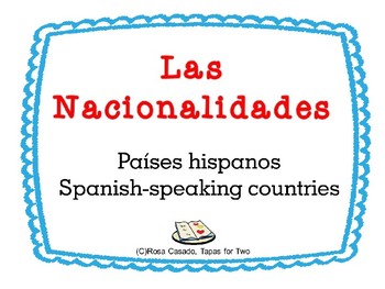 Preview of Spanish Speaking countries nationalities capitals paises hispanos nacionalidades