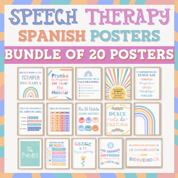 Preview of Spanish Speech Therapy Room Decor Sign Posters Therapist Room Bulletin Board Art