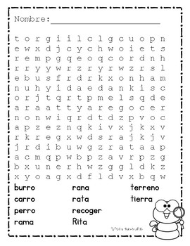Spanish Spelling Words Rr Y R Ortografia De Palabras By La Maestra Feliz