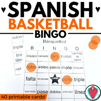 Preview of Spanish Sports Basketball Vocabulary Lists Bingo Game - March Madness Baloncesto