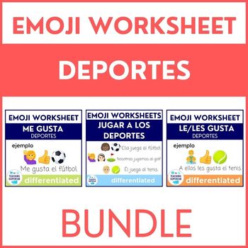Preview of Spanish Sports (Deportes) Worksheets with Emoji Puzzles BUNDLE