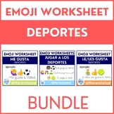 Spanish Sports (Deportes) Worksheets with Emoji Puzzles BUNDLE