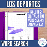 Spanish Sports Vocabulary Word Search - deportes búsqueda 