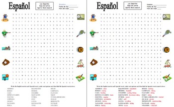 Spanish Sports Word Search Puzzle Worksheet - Los Deportes ...