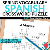 Spanish Spring Activity - La Primavera Vocabulary - Crossw