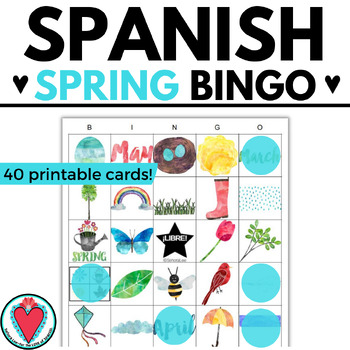 Preview of Spanish Spring Activity Bingo Game Nature Vocabulary Words in Spanish Primavera