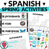 Spanish Spring Activities Worksheets, Games, Nature Vocabu