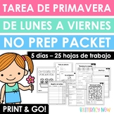 Spanish Spring Break Homework Packet - Tarea de primavera