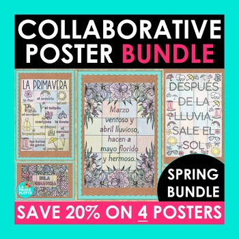 Preview of Spanish Spring Collaborative Poster Bundle 4 Posters and Extension Activities