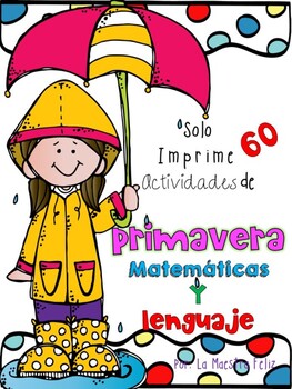 Preview of Spanish Spring NO PREP Math and Literacy/  Primavera -Distance Learning