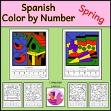 Spanish Spring Primavera Color by Number to 20 Colorea por Número