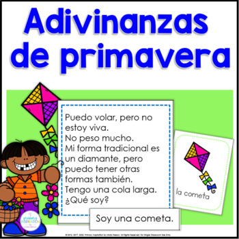 Preview of Spanish Spring Vocabulary - Riddle Printables and Activities