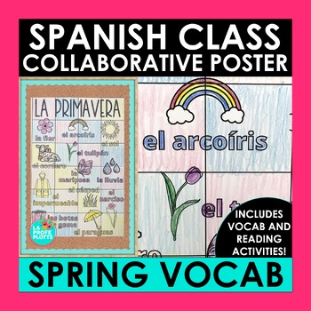 Preview of Spanish Spring Vocabulary Collaborative Poster with Reading Activity