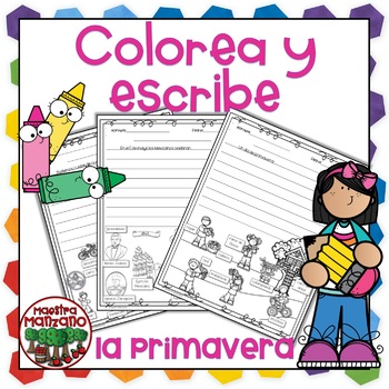 Preview of Colorea y escribe:La Primavera-Spring Writing|Distance Learning Independent Work