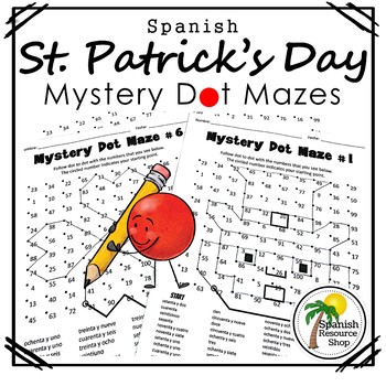 Preview of Spanish St. Patrick's Day Mystery Dot Mazes